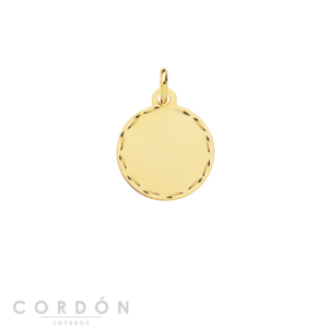 placa-redonda-mate-tallada-oro-amarillo-18k-14mm